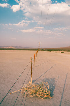 Power Lines Running Through the Desert