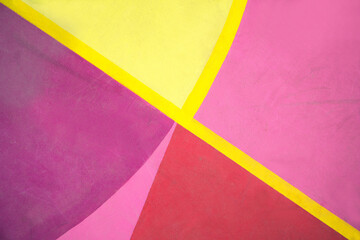 Detail of the colorful painted floor of a basketball court