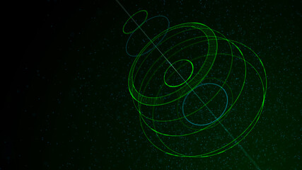 Connecting dots and lines with futuristic green point circle network . 3d rendering.