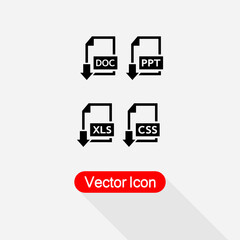 Download DOC,PTT,XLS,CSS File Icon Vector Illustration Eps10