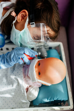 Little girl playing at home