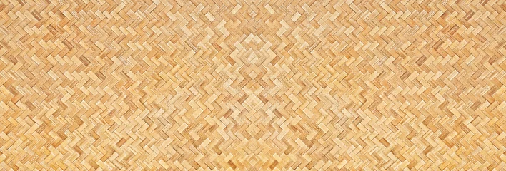 Gordijnen Bamboe Traditional handcraft woven bamboo texture for banner, weave wood pattern background.  © Mojijung