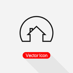 Eco House Real Estate Icon, House In Circle Icon Vector Illustration Eps10