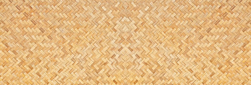 Traditional handcraft woven bamboo texture for banner, weave wood pattern background.