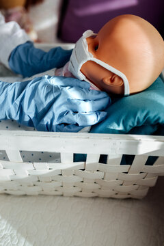 Little girl playing at home