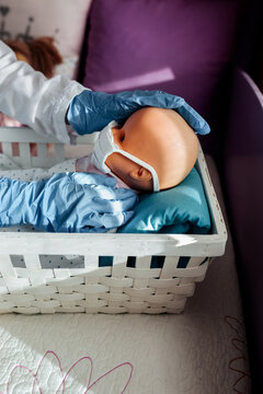 Little girl playing at home