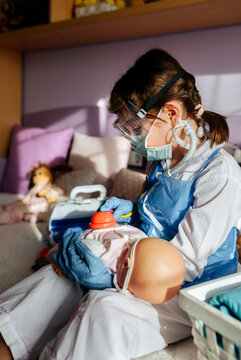 Little girl playing at home