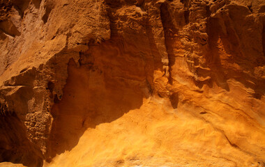 Spectacular Montana Amarilla, Yellow Mountain, in different colors of volcanic rock on La Graciosa, Canary Islands