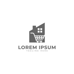 Naklejka premium Cart shop and home for property logo design