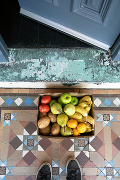 Close up of a delivery of fresh food in a box