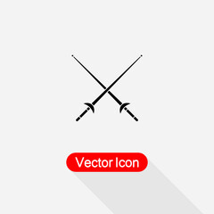 Fencing Sport Icon, Fencing Sword Icon,Cross Rapiers Icon Vector Illustration Eps10