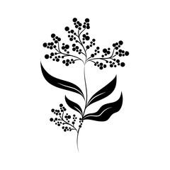 minimalist tattoo flower berries branch silhouette art herb and leaves