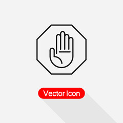 Hand Stop Icon, Hand Icon, Palm Symbol Vector Illustration Eps10