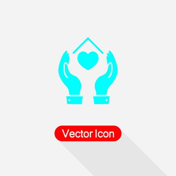 Hands Holding House With Heart Icon Vector Illustration Eps10
