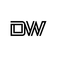 initial letter dw line stroke logo modern	