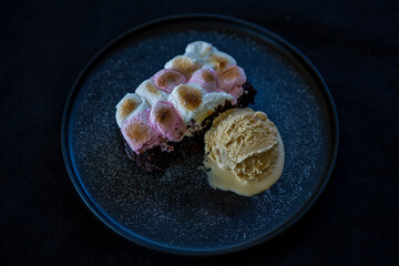 Rocky Road Brownie with Marshmallow and Icecream