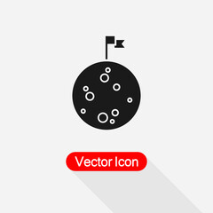 Moon With Flag Icon Vector Illustration Eps10
