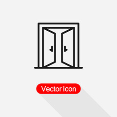 Open Double Door Icon, Exit Doorway Icon Vector Illustration Eps10