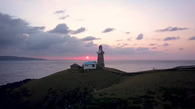 Aerial shot of Sabtang Lighthouse batanes Philippines Sunset