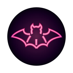 happy halloween, little bat trick or treat party celebration neon icon style