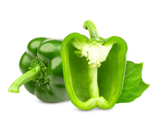 sweet green pepper, paprika, isolated on white background