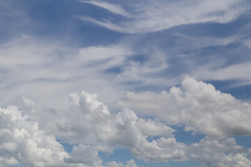 Blue sky with clouds background.