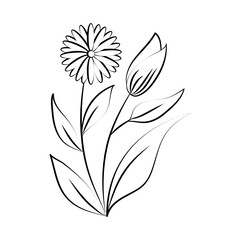 minimalist tattoo organic flowers leaves line art