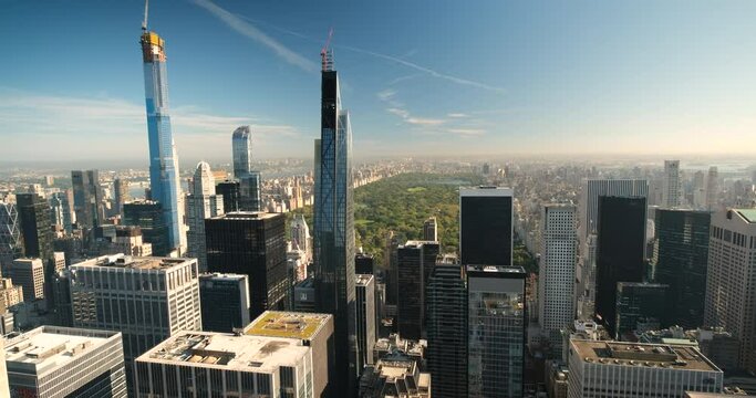 Downtown Manhattan cityscape view in New York City USA