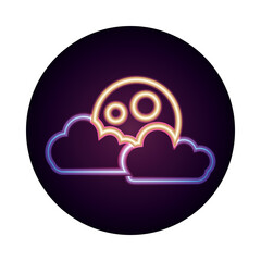 night moon clouds sky cartoon neon icon style