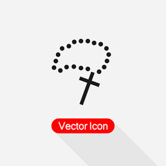 Religious Icon, Cross Icon, Holy Rosary Beads Icon Vector Illustration Eps10