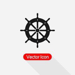 Rudder Icon, Ship Steering Wheel Icon Vector Illustration Eps10