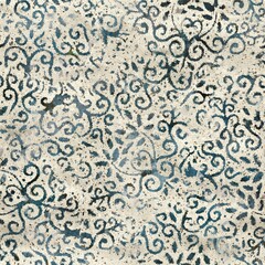 Chic formal grungy damask texture seamless pattern. High quality illustration. Ornate flourish baroque design in a trendy posh exotic style. Grainy fabric texture overlay.