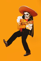 funny skeleton musician