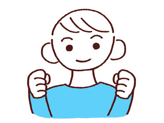 笑顔でガッツポーズする男性 