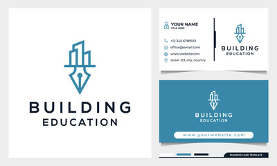 Education and building logo design concept with business card template