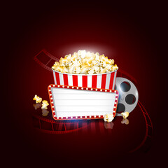 Movie theater vector banner sign