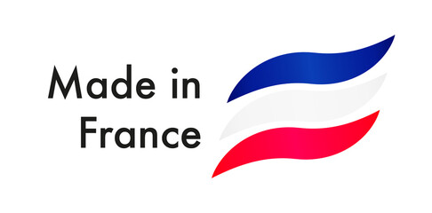 Fototapeta na wymiar Made in France logo. Three stroke flag colours.