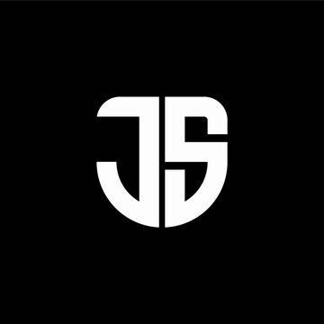 js logo monogram with circular shape shield design template