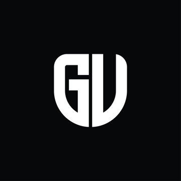 gu logo monogram with circular shape shield design template