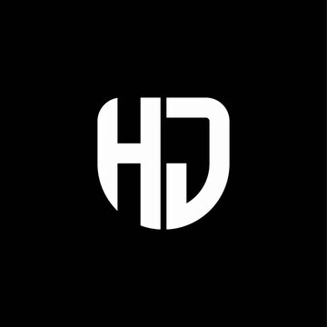 hj logo monogram with circular shape shield design template