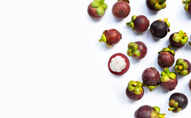 Mangosteen on white background.