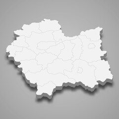 3d map of Lesser Poland voivodeship is a province of Poland,