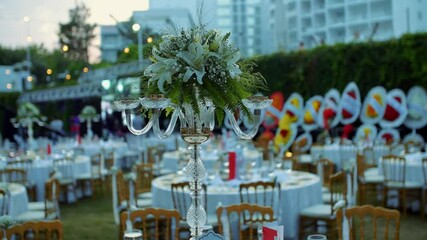 Details of the tables in an organization made in the garden.