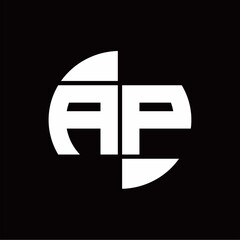 AP Logo monogram with slice circle shape rotate design template