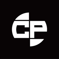 Fototapeta na wymiar CP Logo monogram with slice circle shape rotate design template