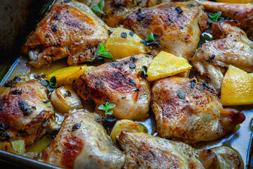 Chicken Traybake with Lemon in Oven Dish
