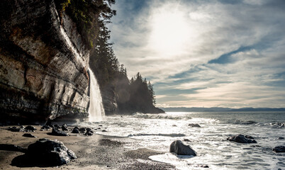 Winter Mystic Beach On Vancouver Island, British Columbia, Canada. 