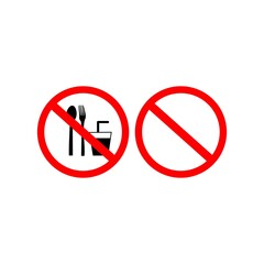 Illustration of a symbol of a sign prohibiting eating drinking or carrying food and drinks