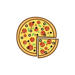 cartoon illustration of very delicious fast food pizza