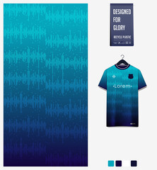 Blue gradient geometry shape abstract background. Fabric textile pattern design for soccer jersey, football kit, sport uniform. T-shirt mockup template design. Vector Illustration.